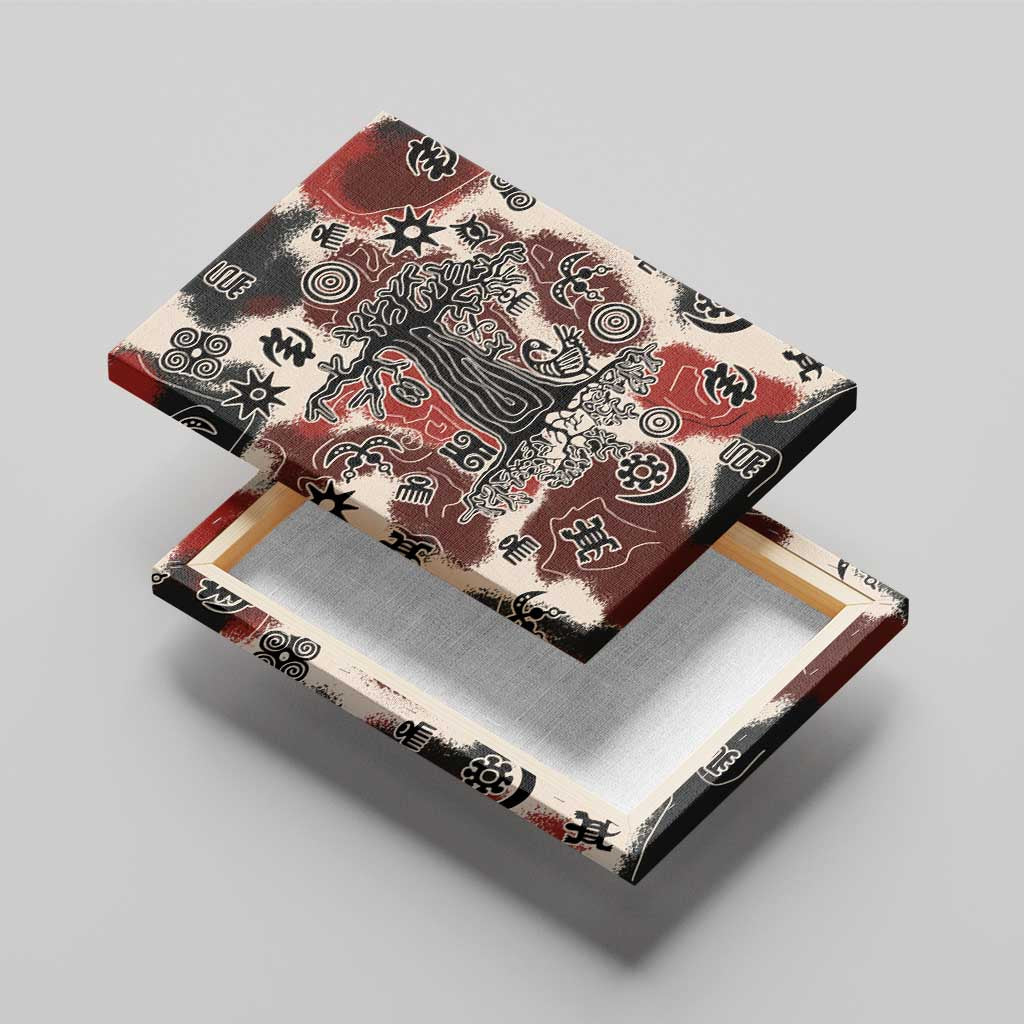 Adinkra Baobab Roots Canvas Wall Art African Ancestral Spirit Design - African Pride