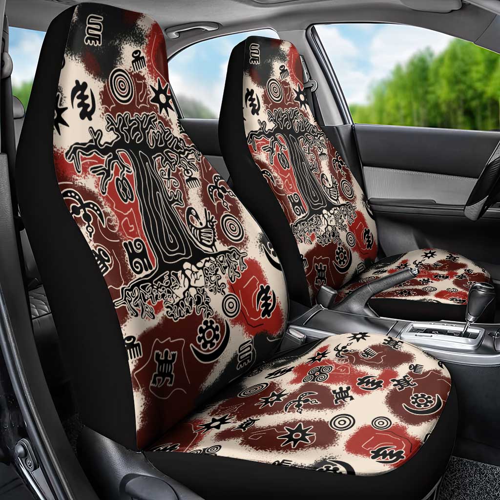 Adinkra Baobab Roots Car Seat Cover African Ancestral Spirit Design - African Pride
