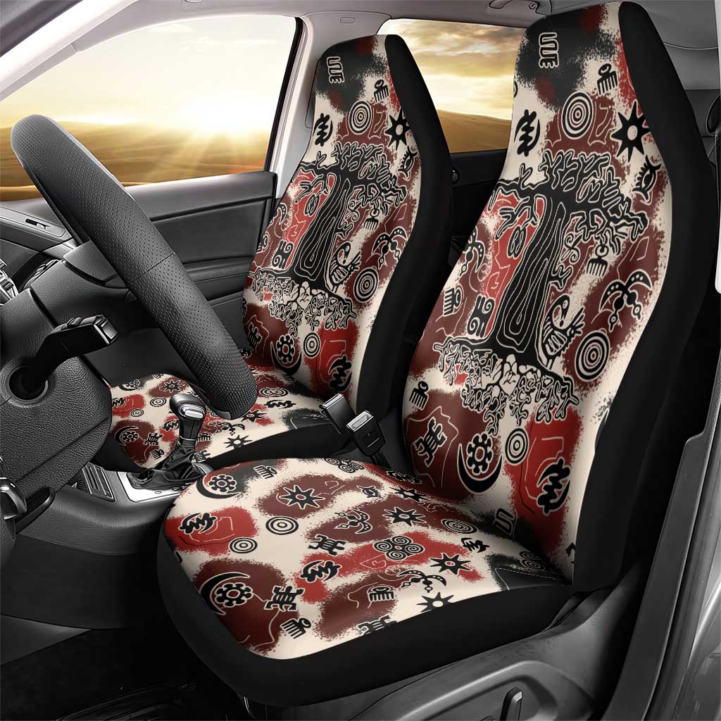 Adinkra Baobab Roots Car Seat Cover African Ancestral Spirit Design - African Pride