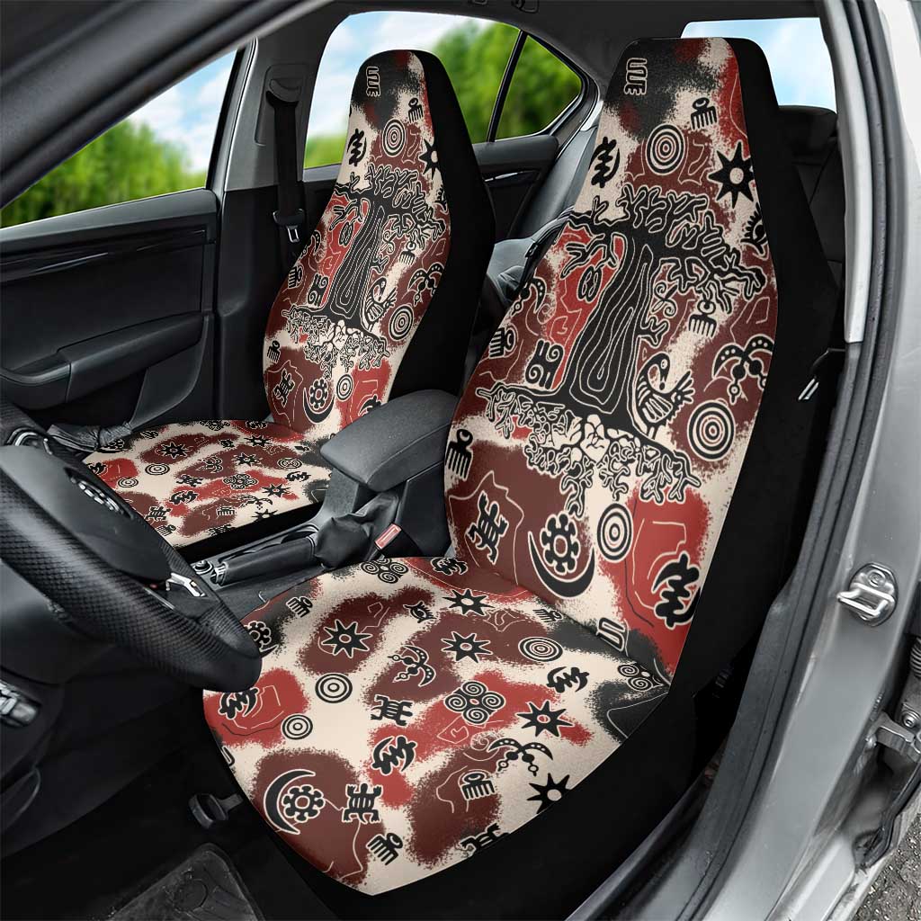 Adinkra Baobab Roots Car Seat Cover African Ancestral Spirit Design - African Pride