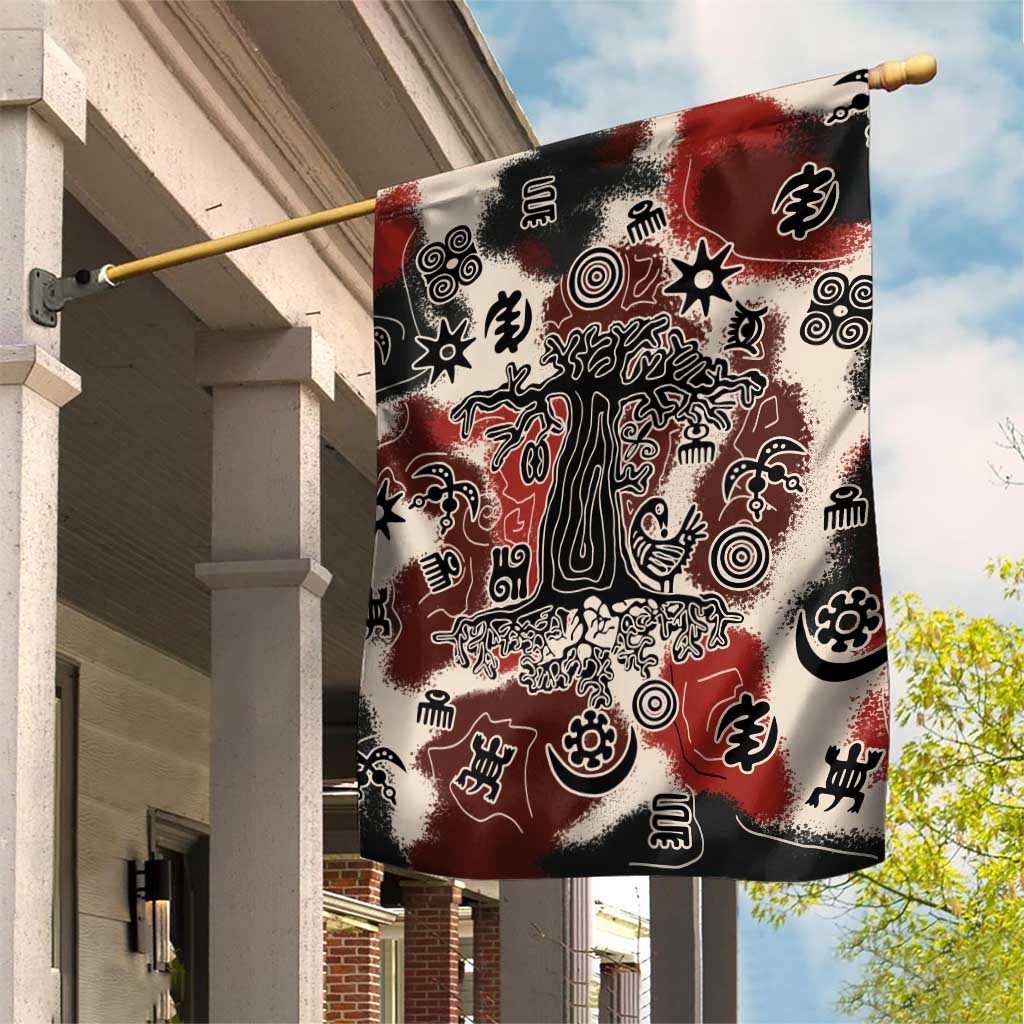Adinkra Baobab Roots Garden Flag African Ancestral Spirit Design - African Pride