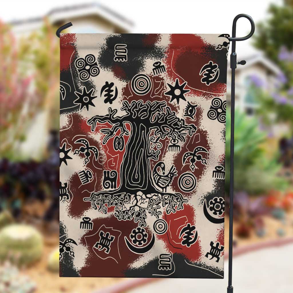 Adinkra Baobab Roots Garden Flag African Ancestral Spirit Design - African Pride