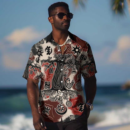 Adinkra Baobab Roots Hawaiian Shirt African Ancestral Spirit Design - African Pride