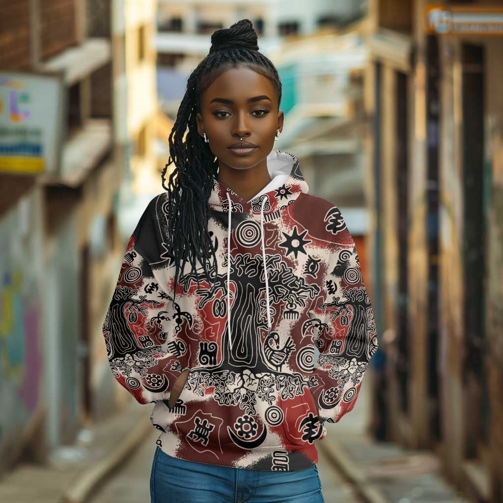 Adinkra Baobab Roots Hoodie African Ancestral Spirit Design - African Pride