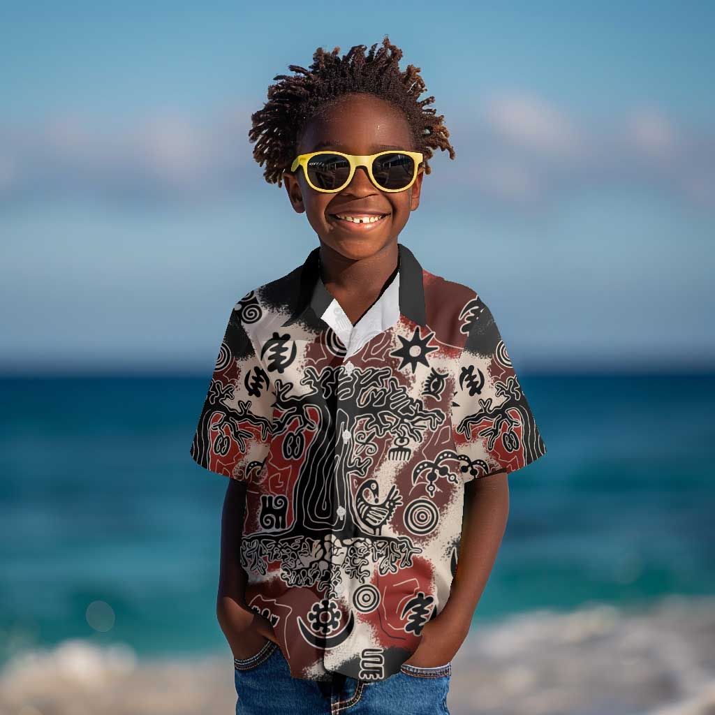 Adinkra Baobab Roots Kid Hawaiian Shirt African Ancestral Spirit Design - African Pride