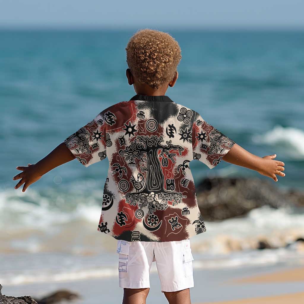 Adinkra Baobab Roots Kid Hawaiian Shirt African Ancestral Spirit Design - African Pride