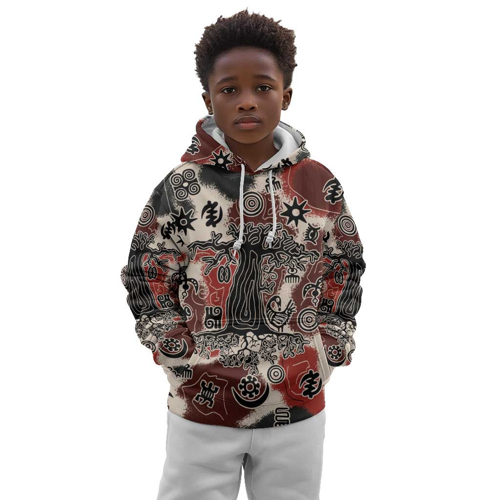 Adinkra Baobab Roots Kid Hoodie African Ancestral Spirit Design - African Pride