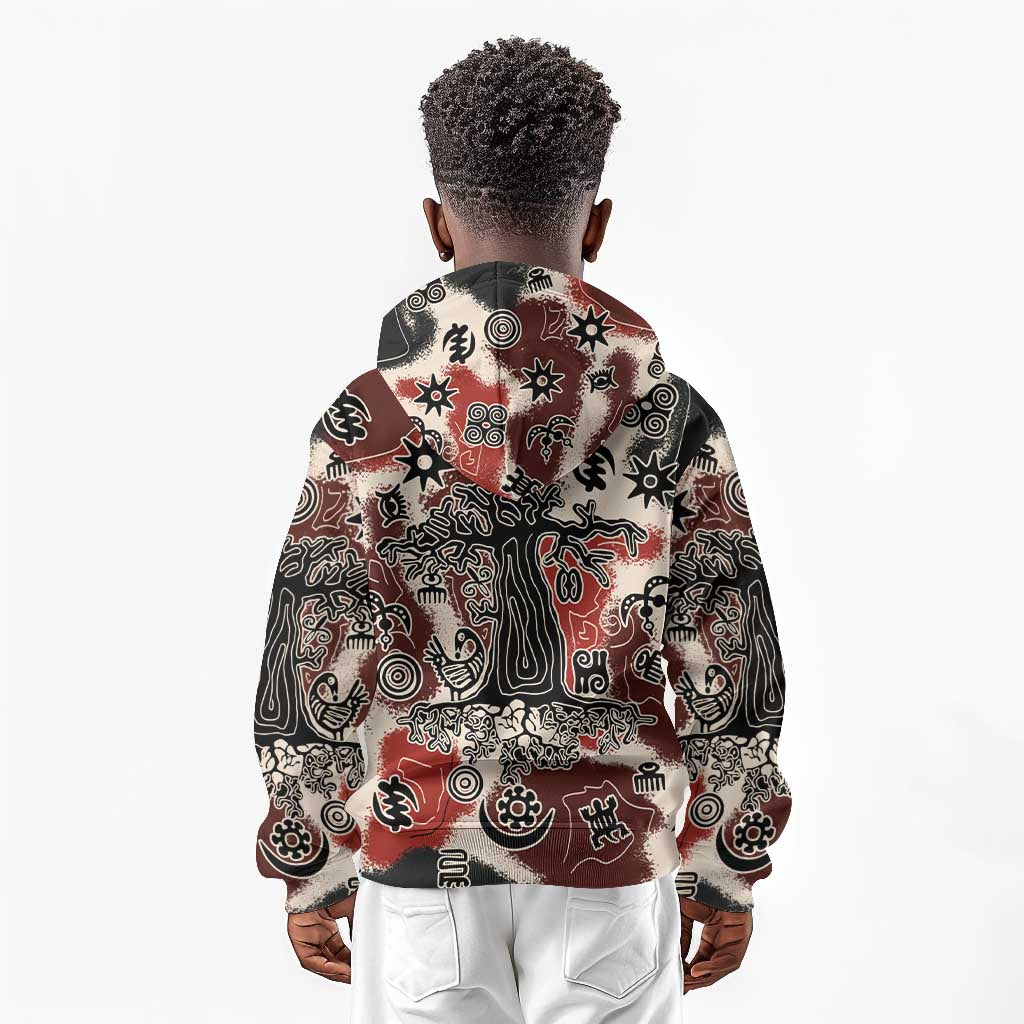 Adinkra Baobab Roots Kid Hoodie African Ancestral Spirit Design - African Pride