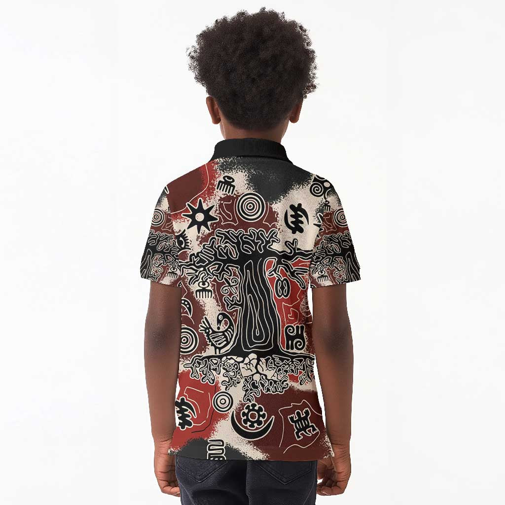 Adinkra Baobab Roots Kid Polo Shirt African Ancestral Spirit Design - African Pride