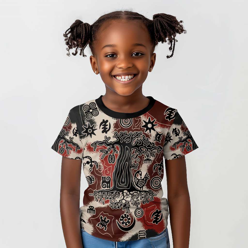 Adinkra Baobab Roots Kid T shirt African Ancestral Spirit Design - African Pride