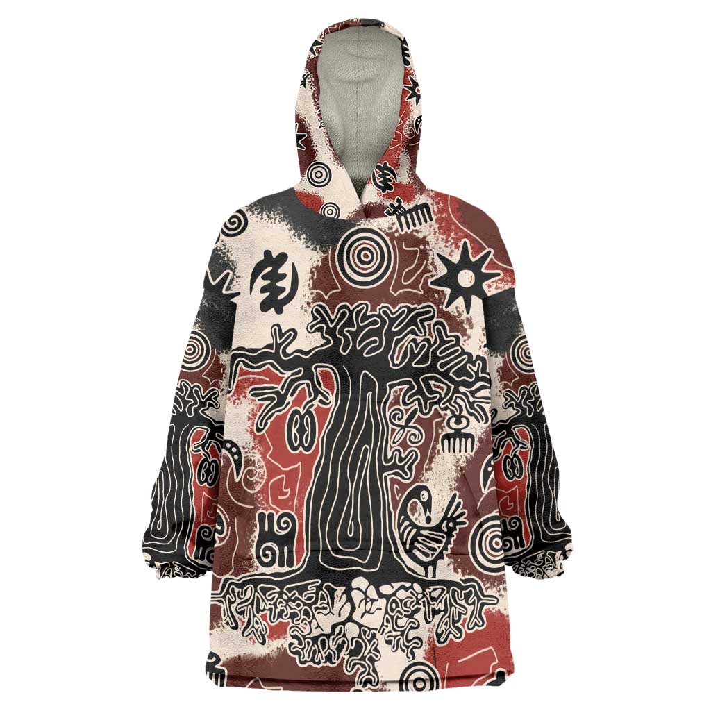 Adinkra Baobab Roots Kid Wearable Blanket Hoodie African Ancestral Spirit Design - African Pride