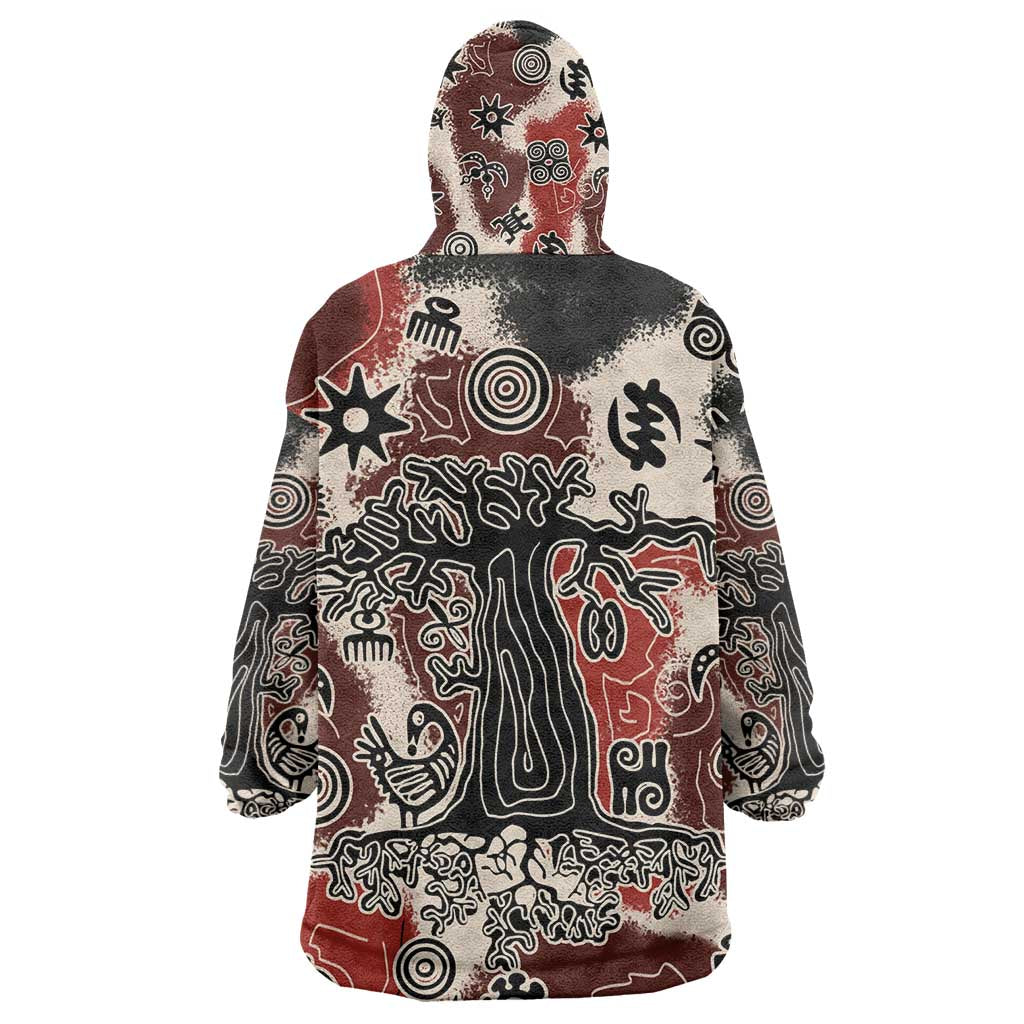 Adinkra Baobab Roots Kid Wearable Blanket Hoodie African Ancestral Spirit Design - African Pride