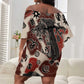 Adinkra Baobab Roots Off Shoulder Short Dress African Ancestral Spirit Design - African Pride