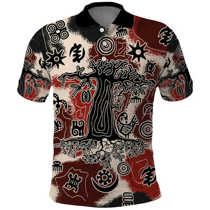 Adinkra Baobab Roots Polo Shirt African Ancestral Spirit Design - African Pride