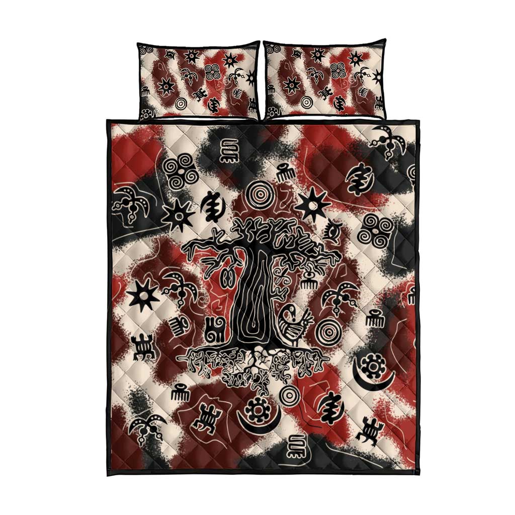 Adinkra Baobab Roots Quilt Bed Set African Ancestral Spirit Design - African Pride