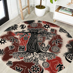 Adinkra Baobab Roots Round Carpet African Ancestral Spirit Design - African Pride