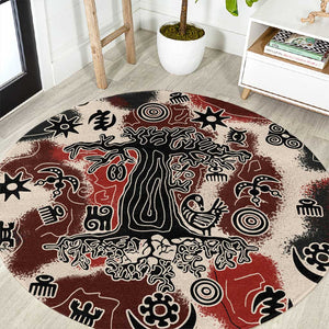 Adinkra Baobab Roots Round Carpet African Ancestral Spirit Design - African Pride