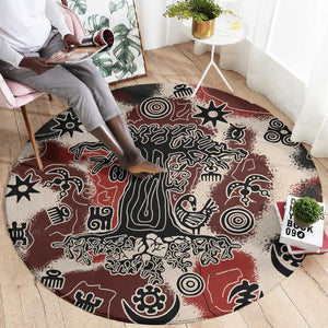 Adinkra Baobab Roots Round Carpet African Ancestral Spirit Design - African Pride