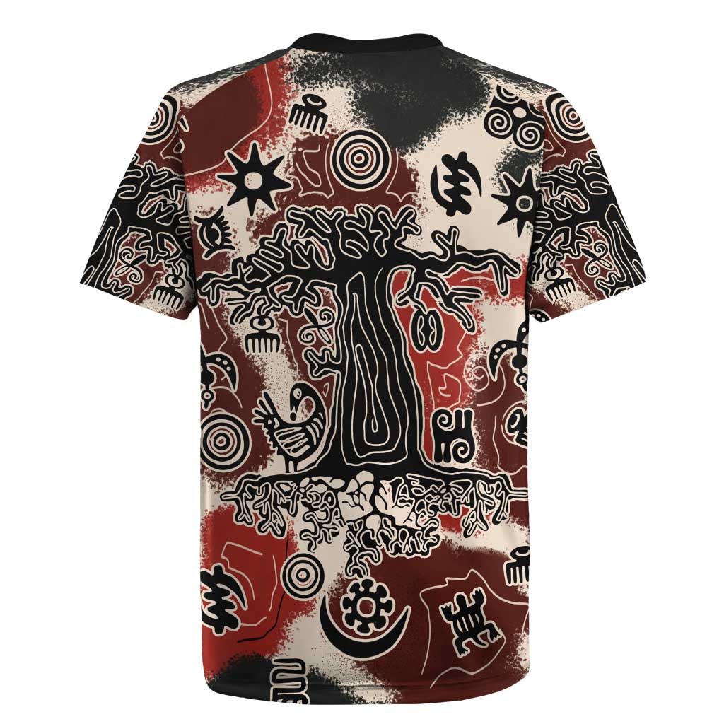 Adinkra Baobab Roots Rugby Jersey African Ancestral Spirit Design - African Pride