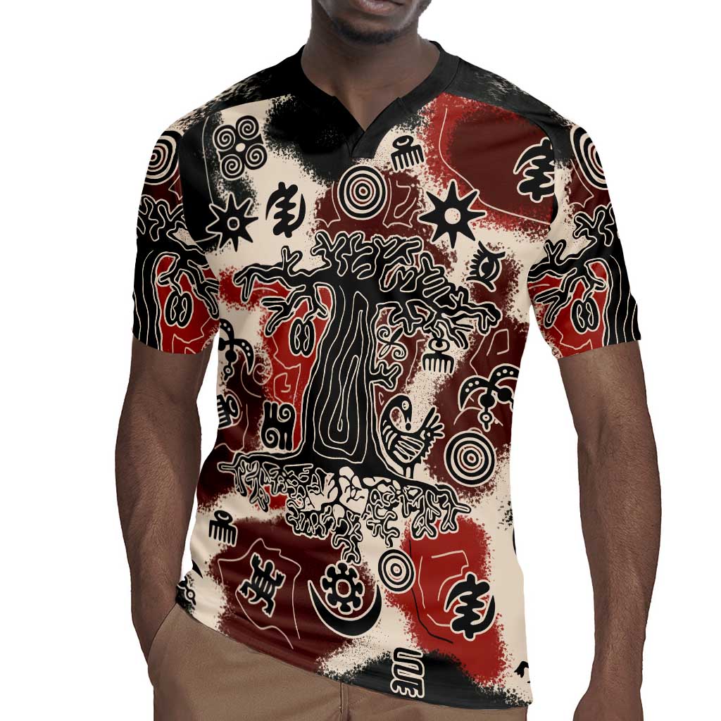Adinkra Baobab Roots Rugby Jersey African Ancestral Spirit Design - African Pride