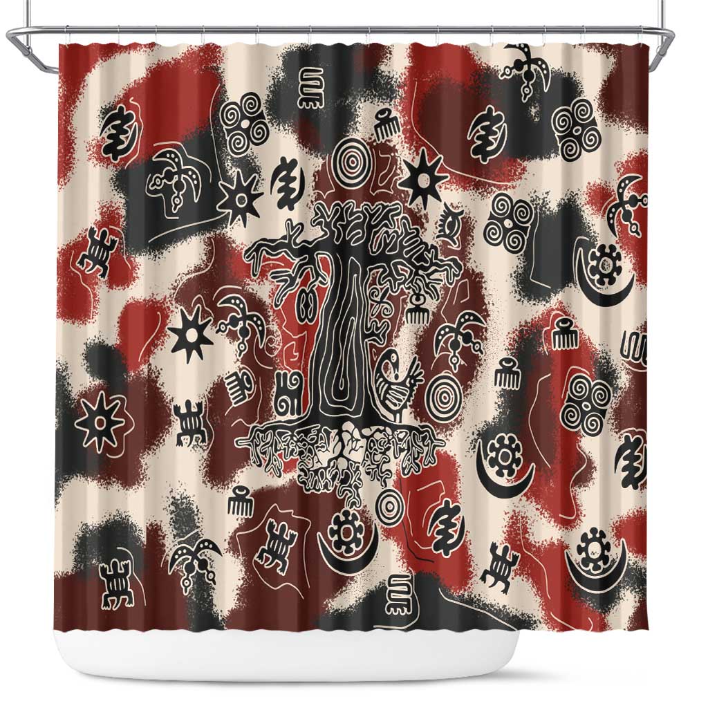 Adinkra Baobab Roots Shower Curtain African Ancestral Spirit Design - African Pride