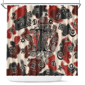 Adinkra Baobab Roots Shower Curtain African Ancestral Spirit Design - African Pride