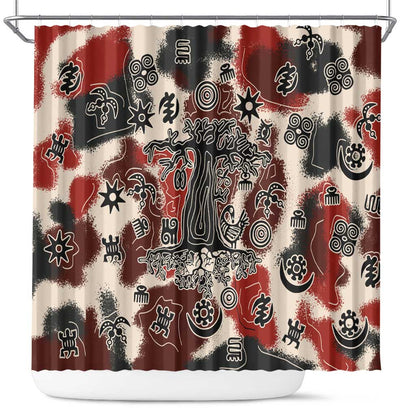 Adinkra Baobab Roots Shower Curtain African Ancestral Spirit Design - African Pride