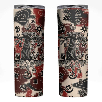 Adinkra Baobab Roots Skinny Tumbler African Ancestral Spirit Design - African Pride