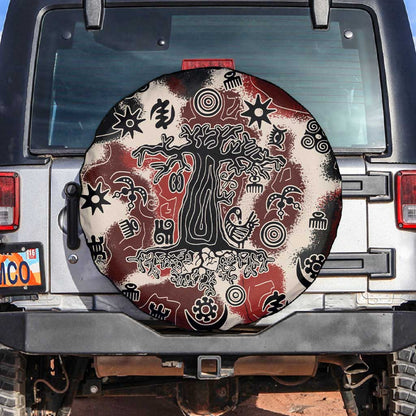 Adinkra Baobab Roots Spare Tire Cover African Ancestral Spirit Design - African Pride