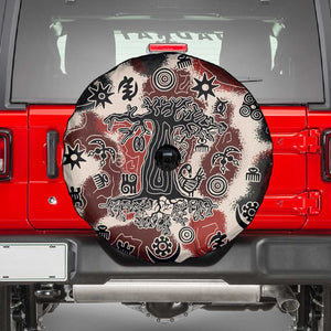 Adinkra Baobab Roots Spare Tire Cover African Ancestral Spirit Design - African Pride
