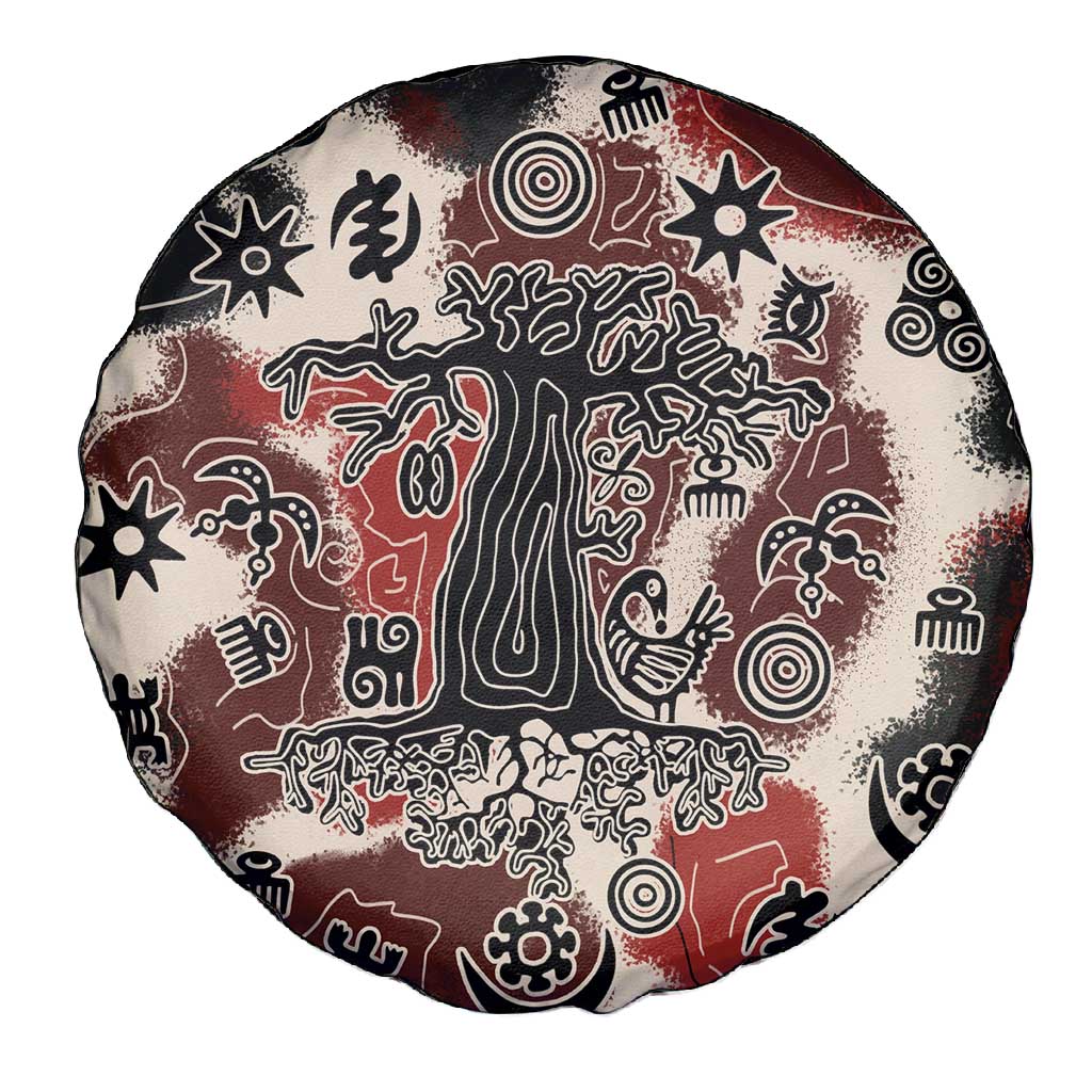 Adinkra Baobab Roots Spare Tire Cover African Ancestral Spirit Design - African Pride
