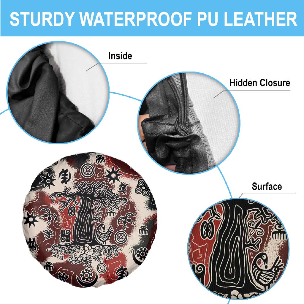 Adinkra Baobab Roots Spare Tire Cover African Ancestral Spirit Design - African Pride