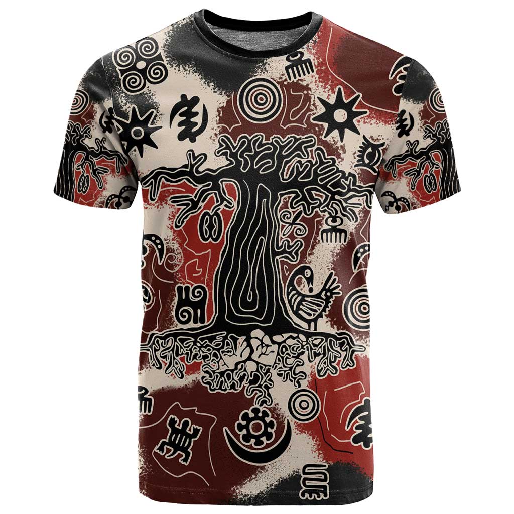 Adinkra Baobab Roots T shirt African Ancestral Spirit Design - African Pride