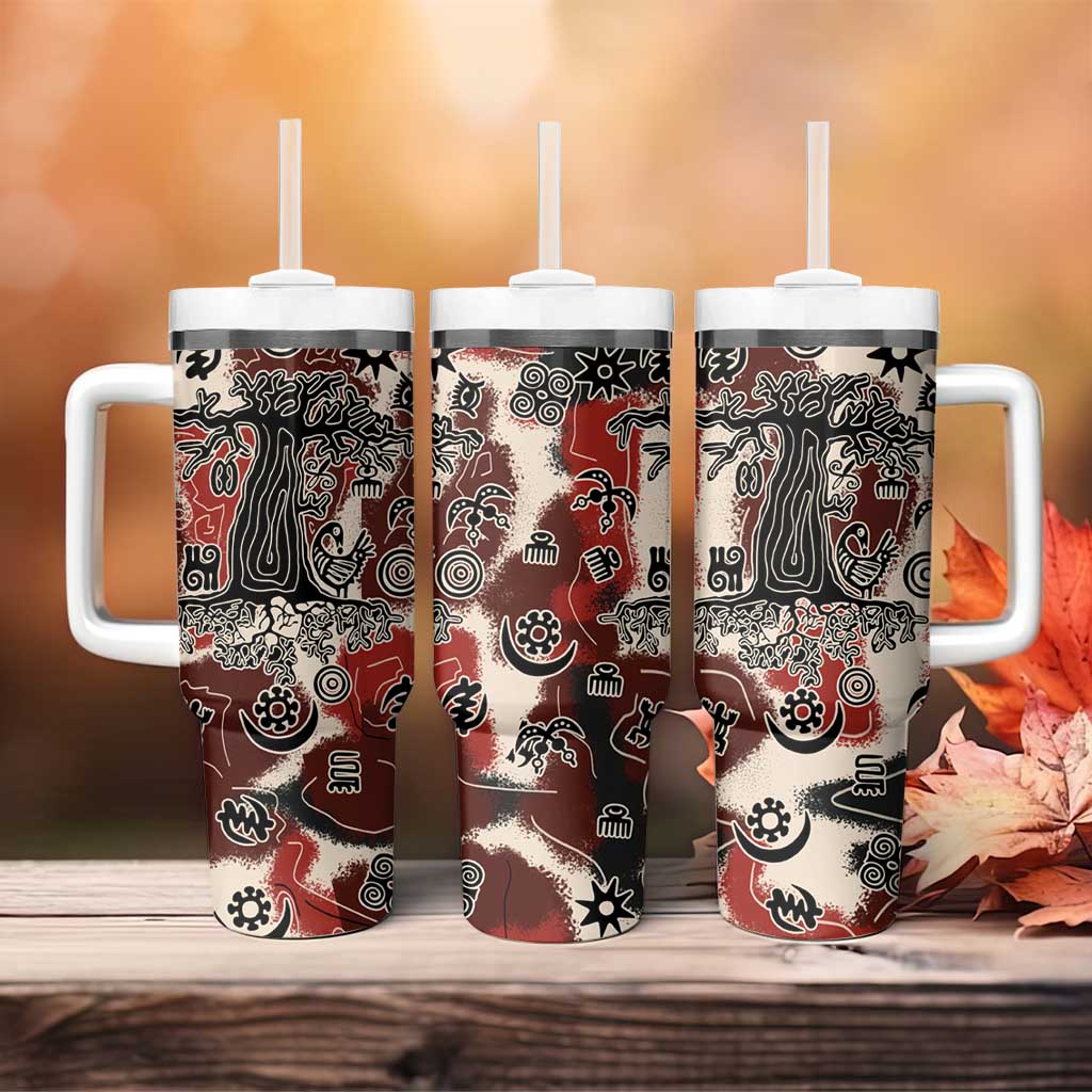 Adinkra Baobab Roots Tumbler With Handle African Ancestral Spirit Design - African Pride