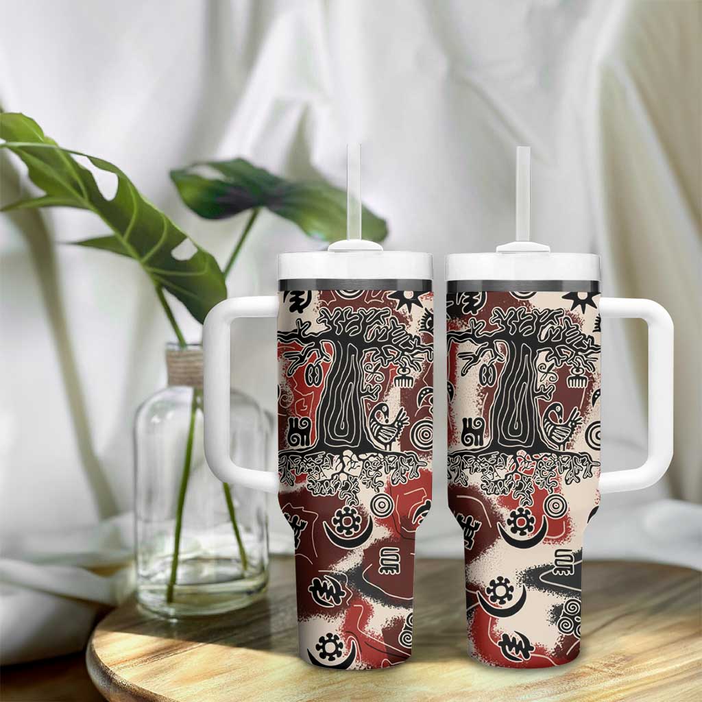 Adinkra Baobab Roots Tumbler With Handle African Ancestral Spirit Design - African Pride