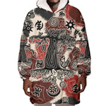 Adinkra Baobab Roots Wearable Blanket Hoodie African Ancestral Spirit Design - African Pride