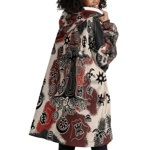 Adinkra Baobab Roots Wearable Blanket Hoodie African Ancestral Spirit Design - African Pride