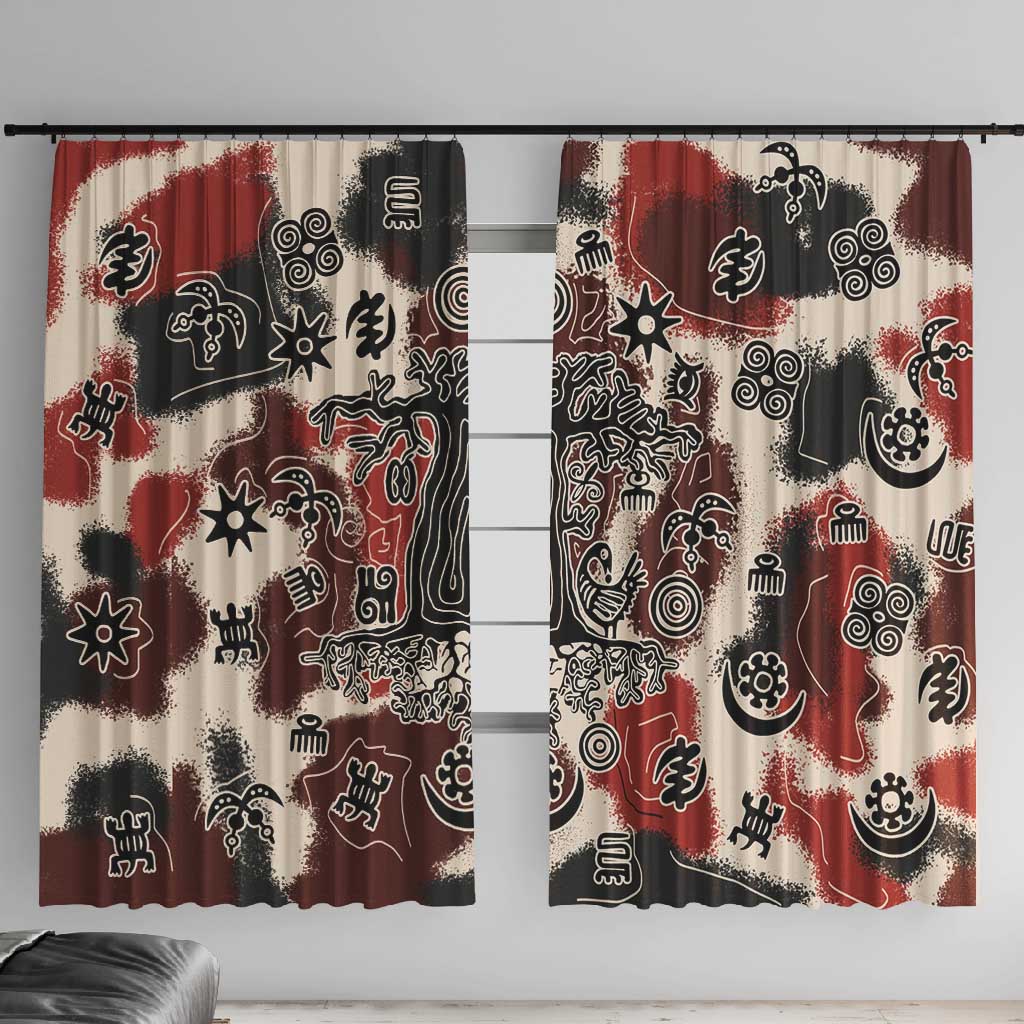 Adinkra Baobab Roots Window Curtain African Ancestral Spirit Design - African Pride