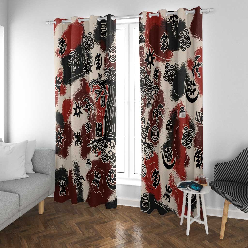 Adinkra Baobab Roots Window Curtain African Ancestral Spirit Design - African Pride
