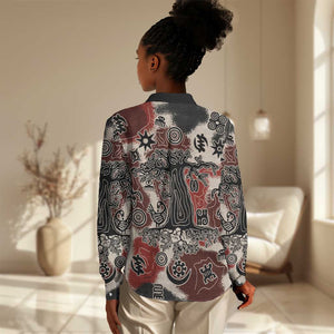 Adinkra Baobab Roots Women Casual Shirt African Ancestral Spirit Design - African Pride