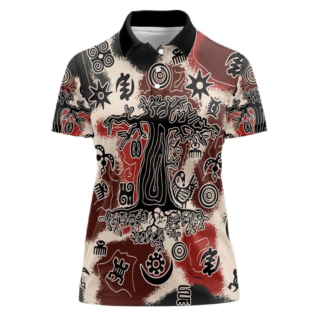 Adinkra Baobab Roots Women Polo Shirt African Ancestral Spirit Design - African Pride