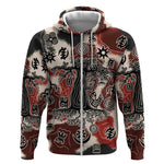Adinkra Baobab Roots Zip Hoodie African Ancestral Spirit Design - African Pride