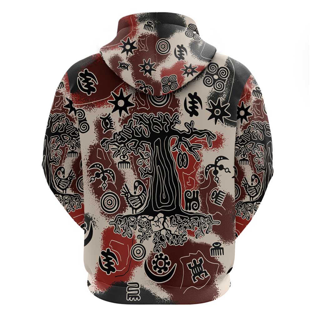 Adinkra Baobab Roots Zip Hoodie African Ancestral Spirit Design - African Pride