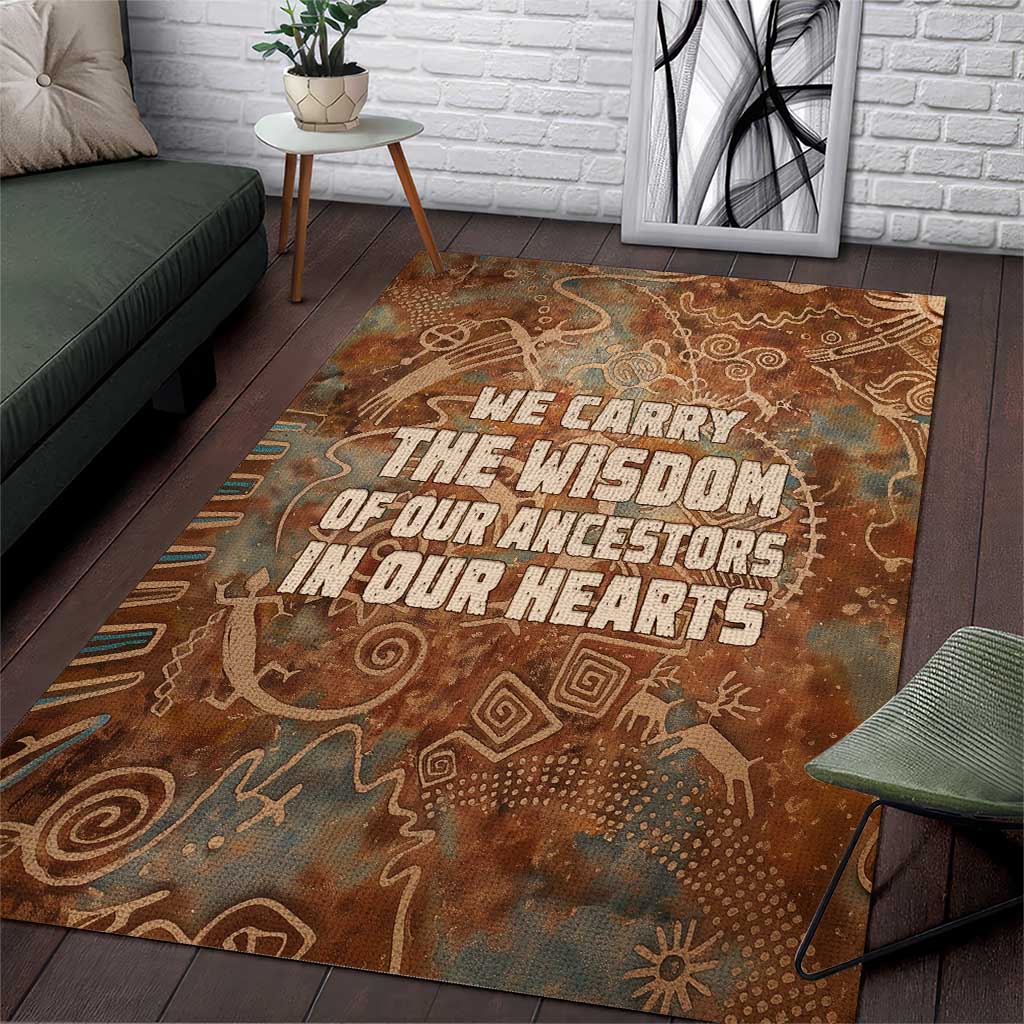 We Carry The Wisdom Area Rug Indigenous Spirit Quote Art - African Pride