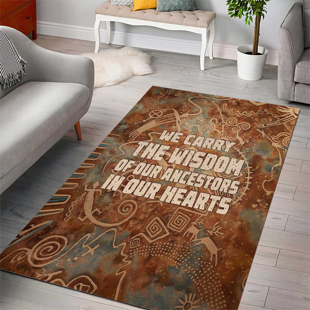 We Carry The Wisdom Area Rug Indigenous Spirit Quote Art - African Pride