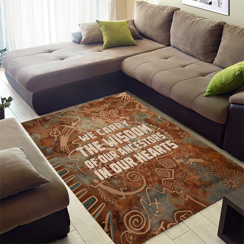 We Carry The Wisdom Area Rug Indigenous Spirit Quote Art - African Pride