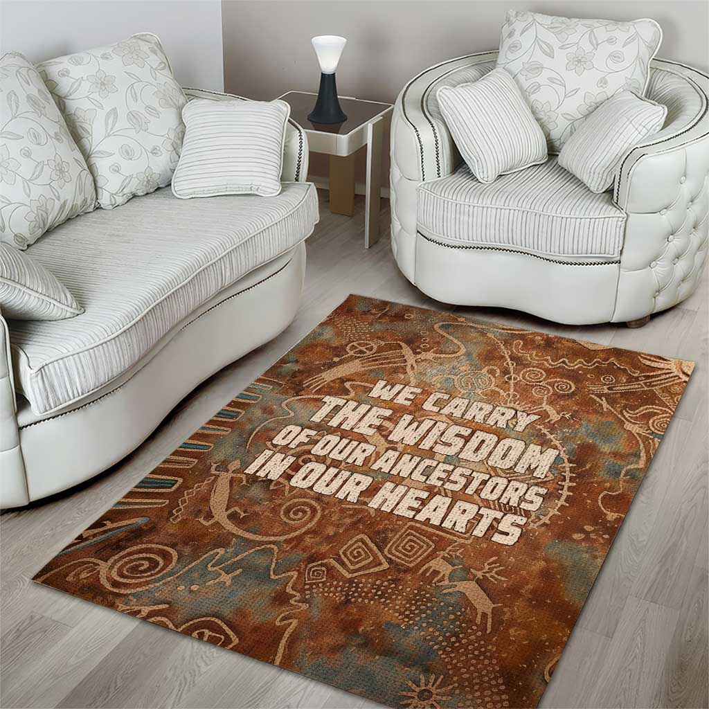We Carry The Wisdom Area Rug Indigenous Spirit Quote Art - African Pride