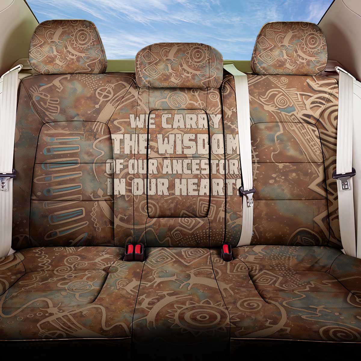 We Carry The Wisdom Back Car Seat Cover Indigenous Spirit Quote Art - African Pride