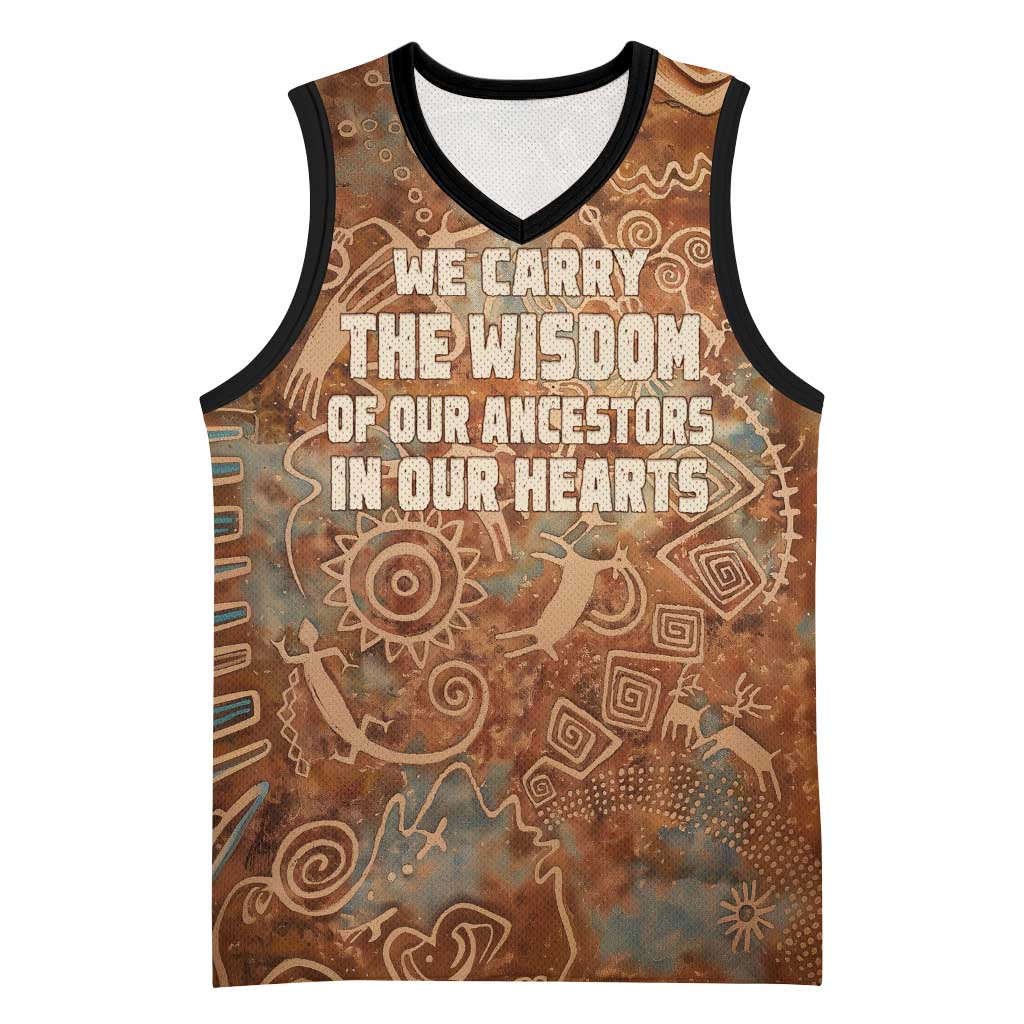 We Carry The Wisdom Basketball Jersey Indigenous Spirit Quote Art - African Pride