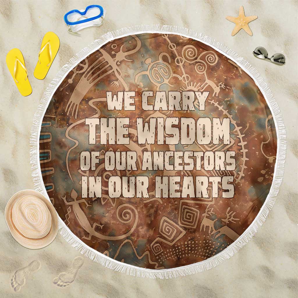We Carry The Wisdom Beach Blanket Indigenous Spirit Quote Art - African Pride
